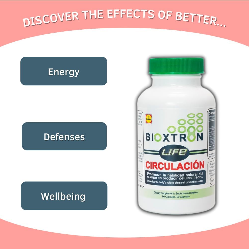 Bioxtron Life Circulacion Natural AFA Stem Cell Supplement 90 Capsules - Stem Cell Production - Supports Circulation - Energy Levels - Promotes Healthy Joint & Muscle
