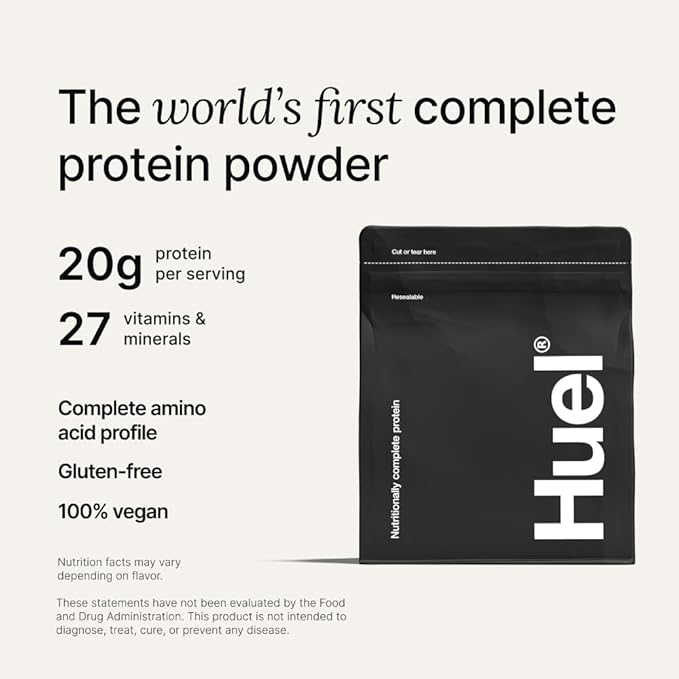 Huel Vegan Protein Powder | Vanilla | Complete Nutrition | 20g Protein Powder | 100% Plant-Based | 27 Vitamins & Minerals, Gluten Free, Non-GMO, Lactose Free | 26 Servings