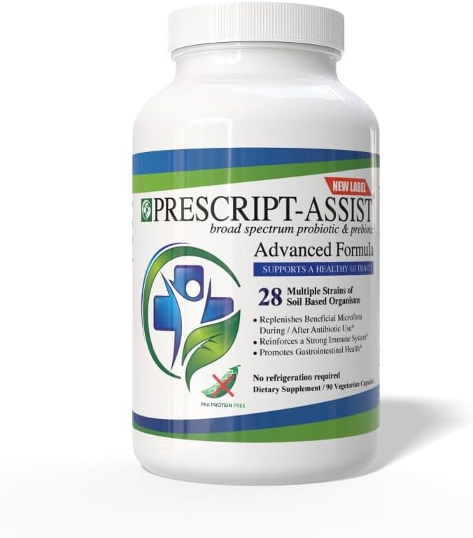 Prescript-Assist Prebiotics & Probiotics for Digestive & Immune Health with No Pea Protein for Quick Absorption - Advanced Plant-Based, Vegan, Support Muscle Recovery & Gut Health, 90 Capsules