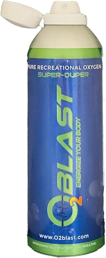 O2 Blast - Pure Oxygen Supplement - Filled with 99.99% Pure Oxygen to Support Fast Recovery, Increase Stamina & Enhanced Focus for High Altitude & Action Sports, 10L Portable Can Flip-Top Cap, 6-Pack