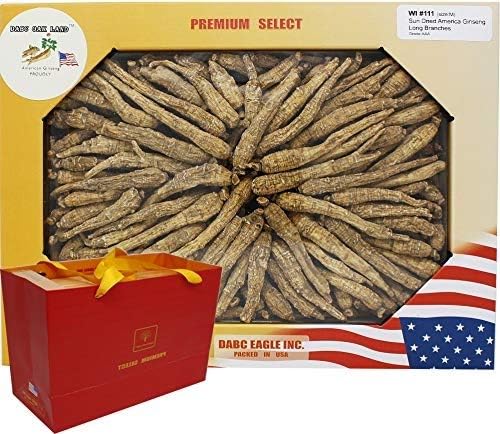1LB=453gm/Box Hand-Selected American Wisconsin Farmed Ginseng Root | Long Branch 美国长枝西洋参 花旗参 礼盒装 |Cultivated American Wisconsin Ginseng W1 111#M Box
