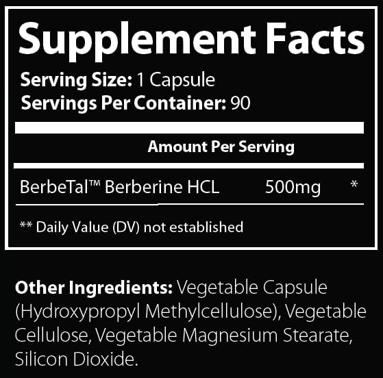 1500mg Advanced Bioavailability Micronized Berberine Supplement All Natural w/BerbeTal™ Support. 90 Total Capsules