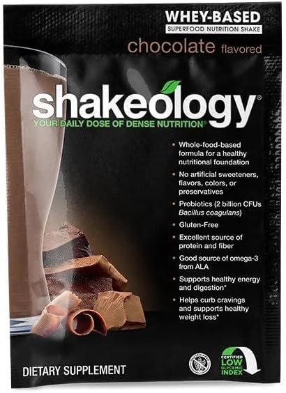 BODi Shakeology Whey-Based Protein Powder – Gluten-Free Superfood Shake with Vitamins & Minerals – Helps Support Healthy Weight Loss & Gut Health, Chocolate, 14 Individual Packets