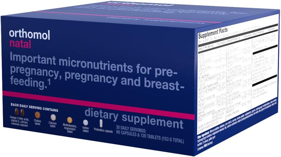 Orthomol Natal, Natal Supplement, Supports Health for Pre-Pregnancy, Pregnancy, and Breastfeeding, Tablets and Capsule Supplement, 30 Count (Pack of 1)