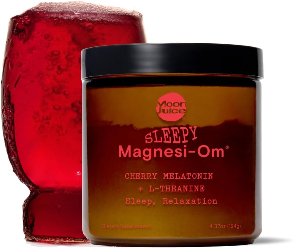 Moon Juice - Sleepy Magnesi-Om, Cherry - Jar (35 Servings) - Sleep Support Aid - Plant Based Melatonin, Magnesium & L-Theanine - 3rd Party Tested - 100% Traceable - Glass Jar - Vegan, Non GMO - 4.2oz
