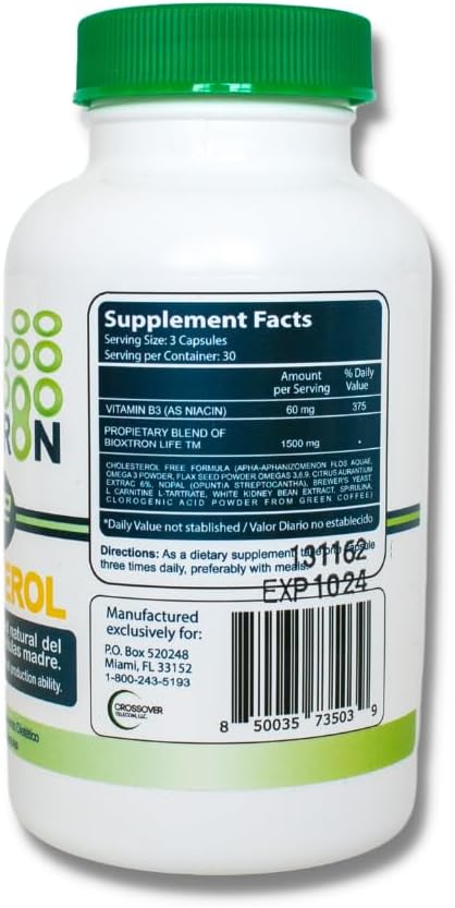 Bioxtron Life Cholesterol Natural AFA Stem Cell Supplement - Stem Cell Production - Immune System Support - Supports Cholesterol Levels - Supports Joints & Muscles - 90 Caps