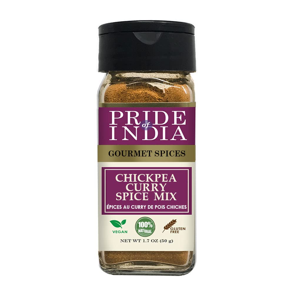 Pride of India | Chickpea Curry Masala Seasoning – 1.7 oz Small Dual Sifter Bottle | Authentic Indian Chana Masala Curry Powder | Authentic Indian Chole Curry Spice