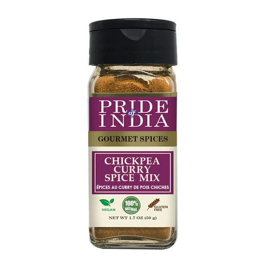 Pride of India | Chickpea Curry Masala Seasoning – 1.7 oz Small Dual Sifter Bottle | Authentic Indian Chana Masala Curry Powder | Authentic Indian Chole Curry Spice