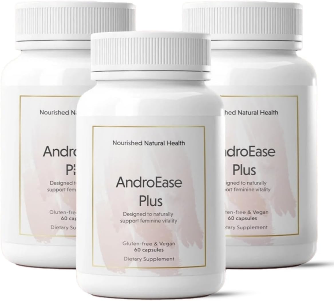 Nourished AndroEase Plus - Natural Balance Supplement for Women - Vegan Formula with Zinc & Saw Palmetto - 180 Capsules for Daily Wellness & Vitality - Made in USA