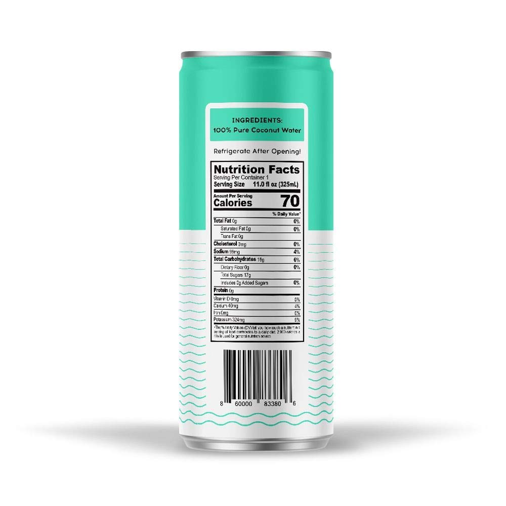 100 Coconuts - 100% Pure Coconut Water - Low Calorie All-Natural Drink with Electrolytes - Naturally Sweet, no preservatives - Non-GMO, 11 fl oz, Pack of 12 (Pure Coconut Water)