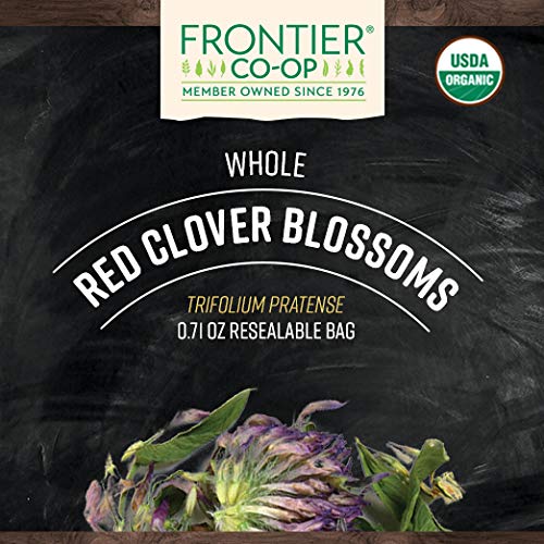 Frontier Co-op Organic Whole Red Clover Blossoms, 0.71oz - Fragrant, Natural and Versatile for Garnishes and Red Clover Tea - Kosher, Non-Irradiated