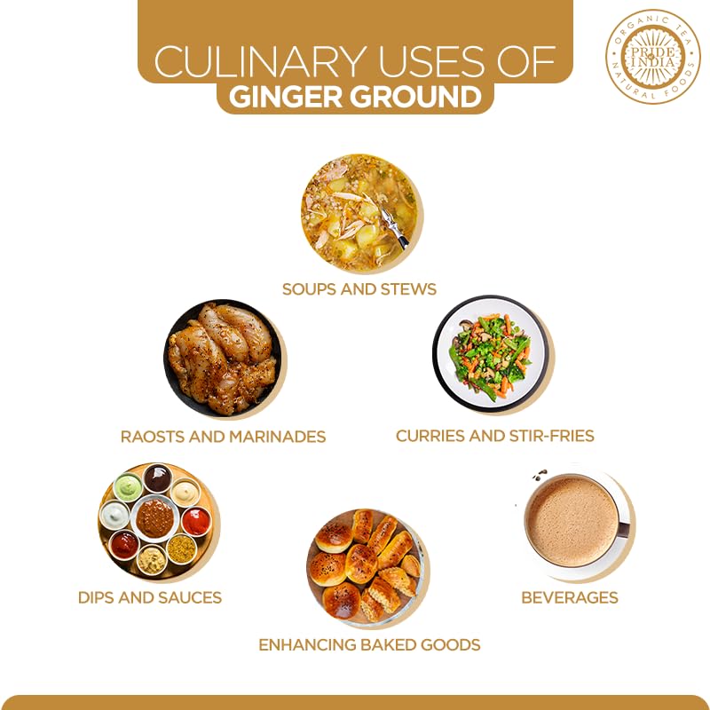 Pride of India | Ginger Fine Ground 6 oz (170 gm) Medium Dual Sifter Bottle | Finely Powdered for Easy Mixing | Perfect for Cookies, Chicken Stir-Fry, Soups, Marinades, Muffins| Fresh Root Powder | Vegan, Gluten-Free, Non-Bioengineered