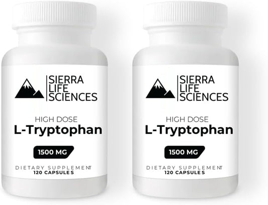 1500mg High Dose L-Tryptophan Max in Easy-to-Swallow Capsules | Gluten-Free, Non-GMO | 40 Servings (2-Pack)