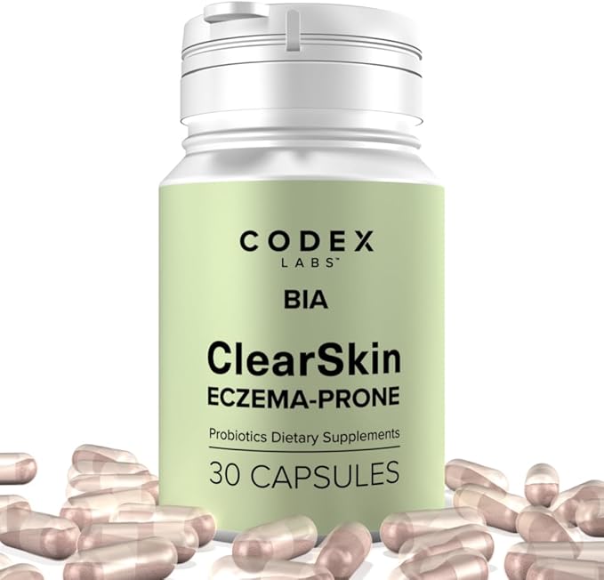 Codex Labs BIA Eczema Probiotic – 30 Capsules | Synbiotic for Eczema-Prone Skin with Clinically Proven Probiotics & Prebiotic Blueberry | Gut-Skin Barrier & Immune Support | 30-Day Supply