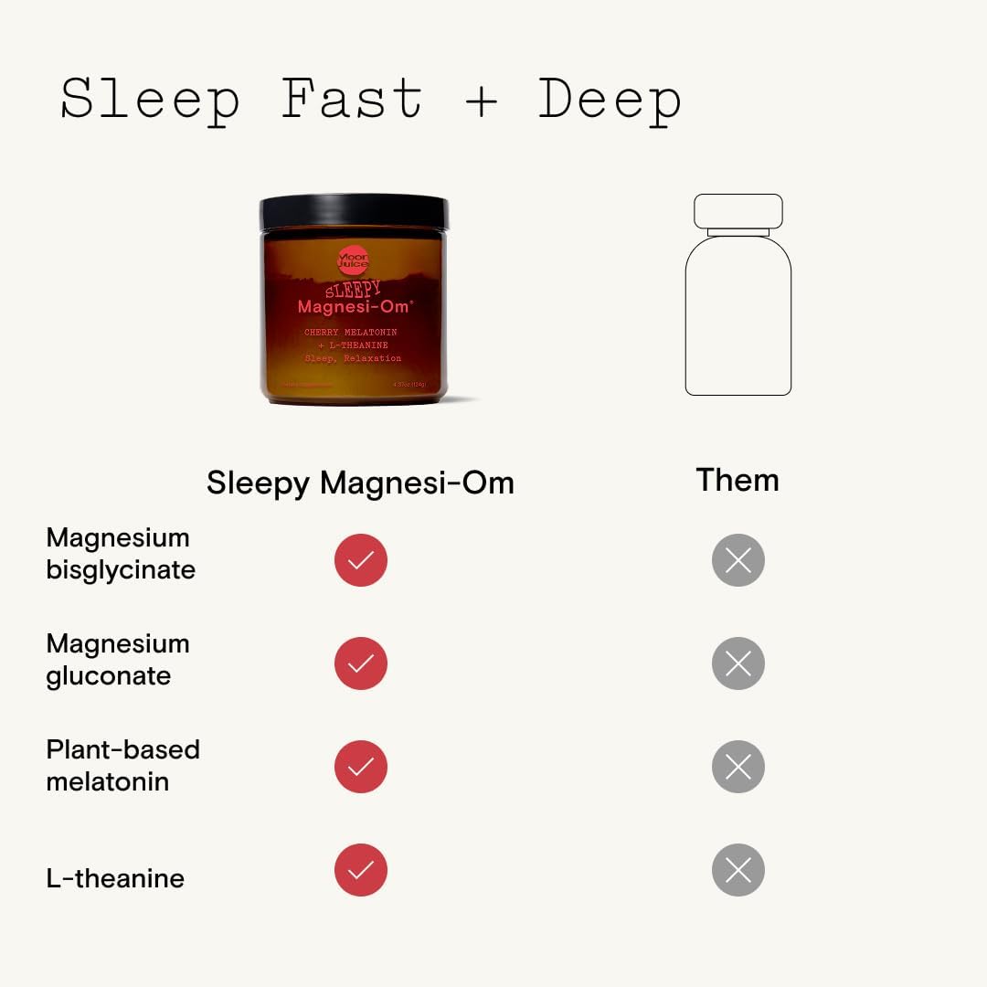 Moon Juice - Sleepy Magnesi-Om, Cherry - Jar (35 Servings) - Sleep Support Aid - Plant Based Melatonin, Magnesium & L-Theanine - 3rd Party Tested - 100% Traceable - Glass Jar - Vegan, Non GMO - 4.2oz