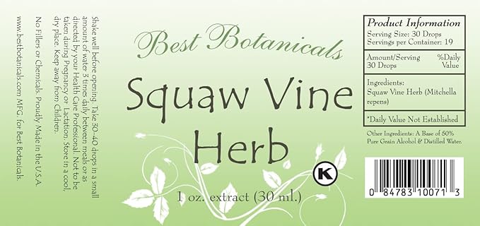 Best Botanicals Squaw Vine Herb Extract 1 oz.