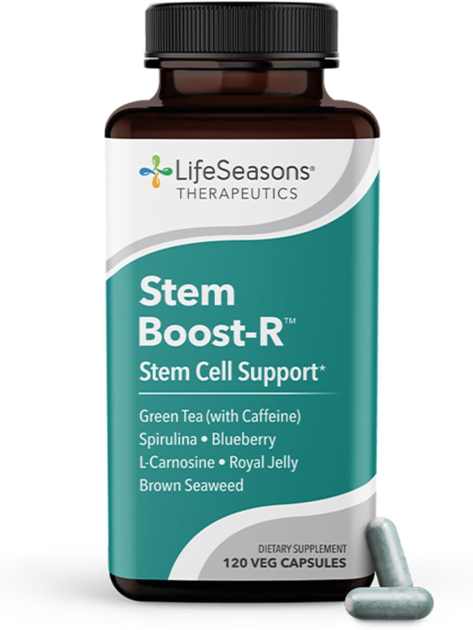 LifeSeasons Stem Boost-R - Stem Cell Support - Naturally Repair Damaged Tissue - Vitamin Supplement Rich in Antioxidants - Royal Jelly, Spirulina, Blueberry, Brown Seaweed & L-Carnosine - 120 Capsules