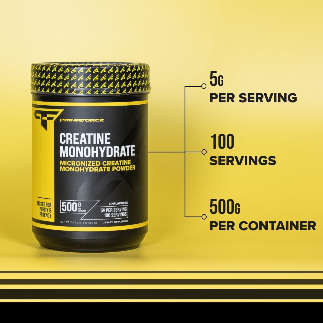 Primaforce Micronized Creatine Monohydrate Powder 500 Grams (1.1 Pounds)