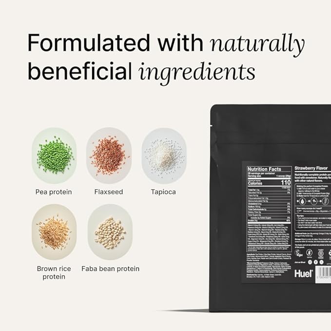 Huel Vegan Protein Powder | Strawberry | Complete Nutrition | 20g Protein Powder | 100% Plant-Based | 27 Vitamins & Minerals, Gluten Free, Non-GMO, Lactose Free | 26 Servings