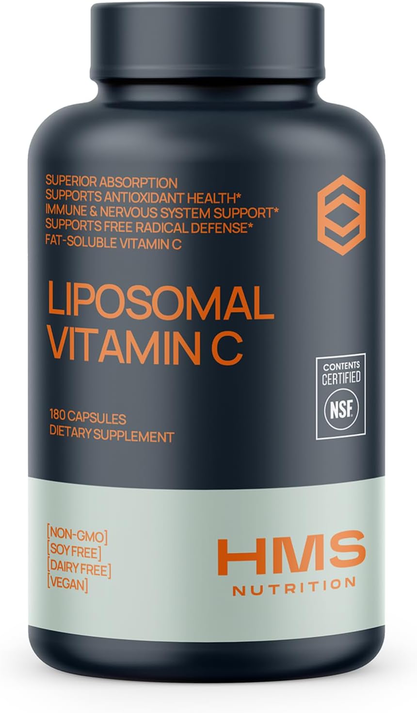 1600mg Liposomal Vitamin C, Fat Soluble VIT C, Higher Bioavailability Immune Support Supplement, Non-GMO Gluten Free NSF Certified Supplements, 180 Capsules