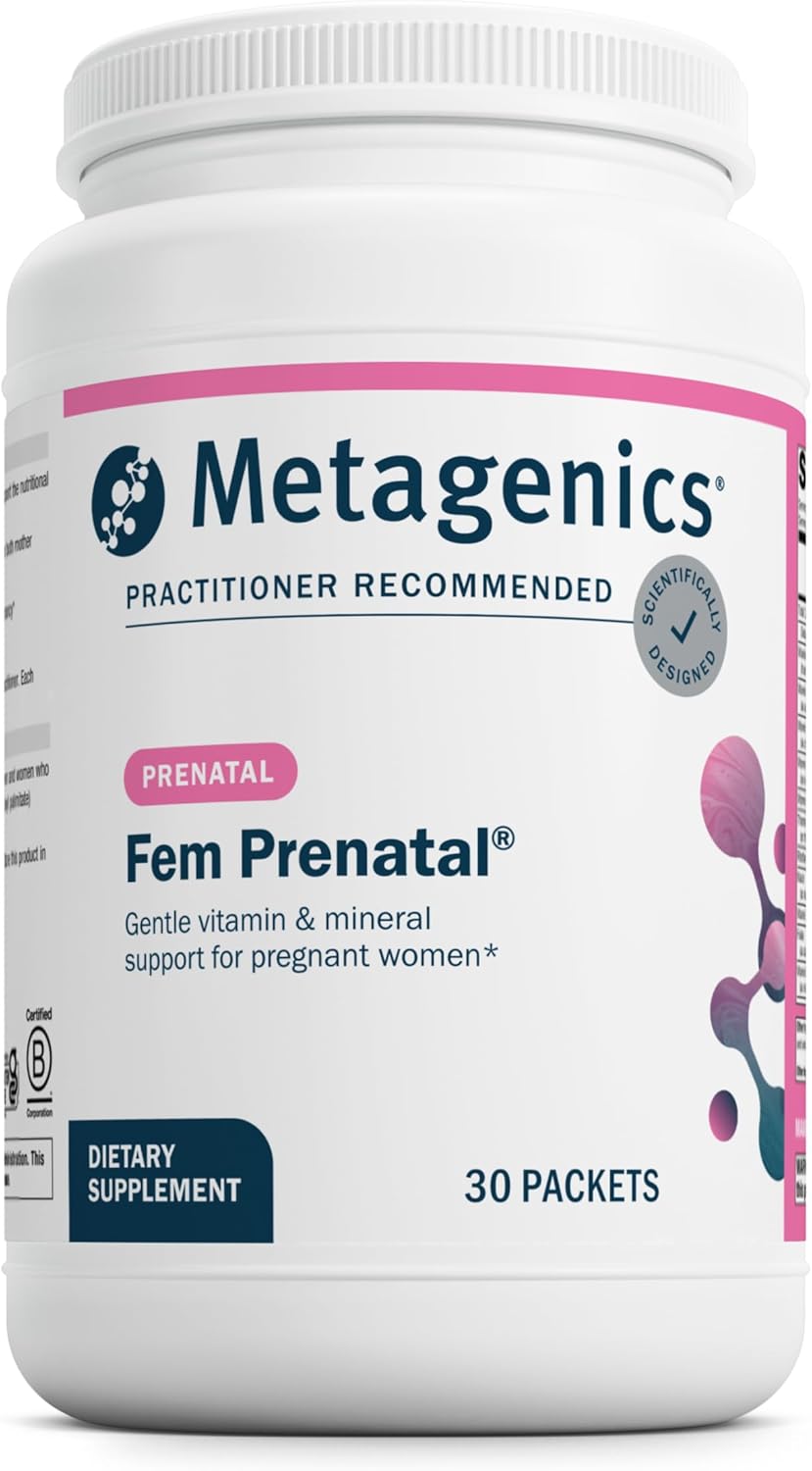 Metagenics Fem Prenatal - Prenatal Vitamin & Minerals Supplement* - Prenatals for Women* - with Vitamin C, Iodine & Biotin - Multivitamins Gentler to The System - 30 Packets