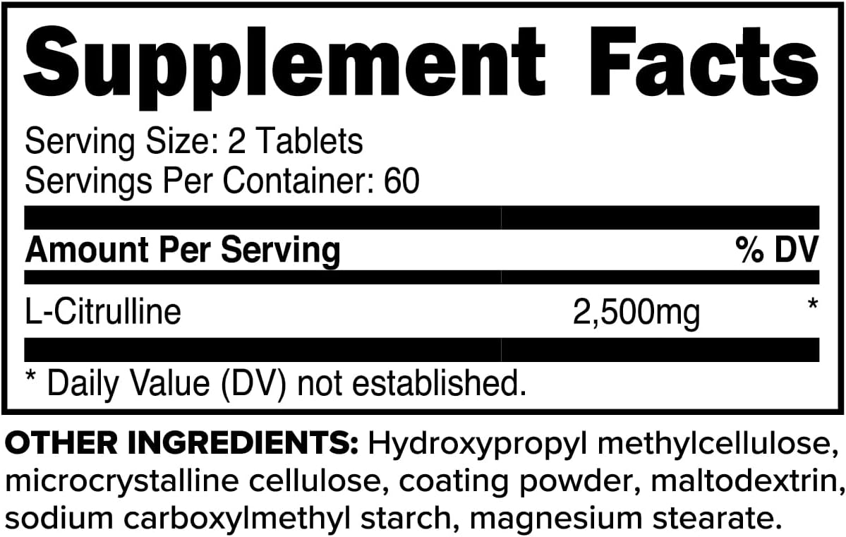 Primaforce L-Citrulline 2500mg, 120 Tablets, 60 Servings