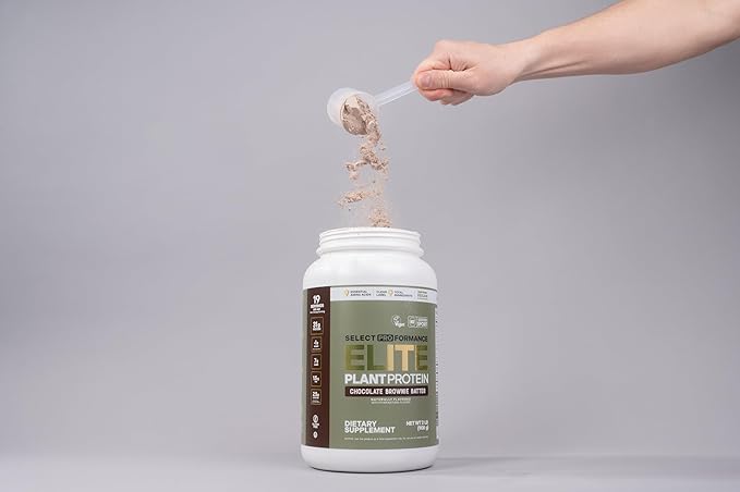 Select Proformance Elite Vegan Protein Powder - 16g of Protein per Scoop, Plant Based, Dairy Free, Gluten Free, Clean Ingredients - Chocolate Brownie Batter, 2lb Tub (40 Servings)