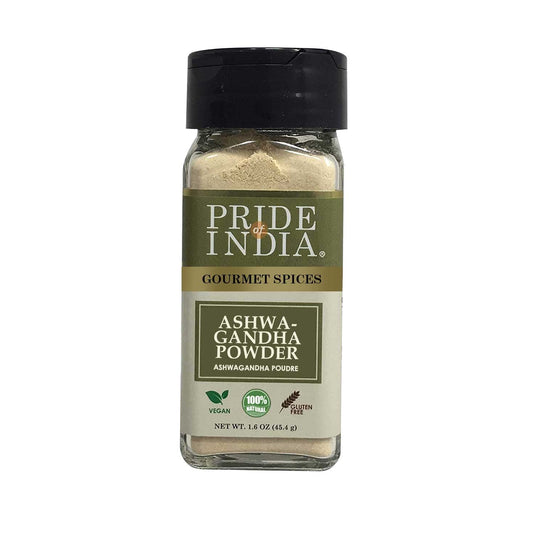 Pride of India – Natural Ashwagandha Root Ground – Health Benefits – Good for Energy Level/Body Functions – No Gluten/Additives – Easy To Use – 1.6 oz. Small Dual Sifter Jar