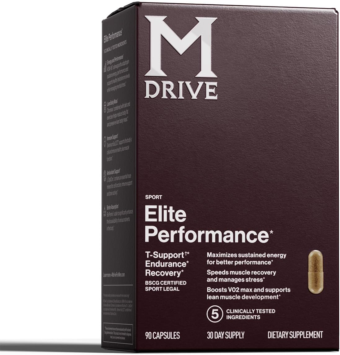 Mdrive Elite Testosterone Booster for Men - Supports Immune Health, Energy, VO2Max, Recovery, Stress Relief, Lean Muscle, KSM-66 Ashwagandha, DIM, Fenugreek, 90 Capsules