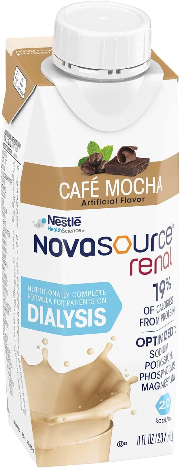 Nestle Novasource Renal Nutritionally Complete Formula Café Mocha Flavor 8 oz Carton 24 Ct