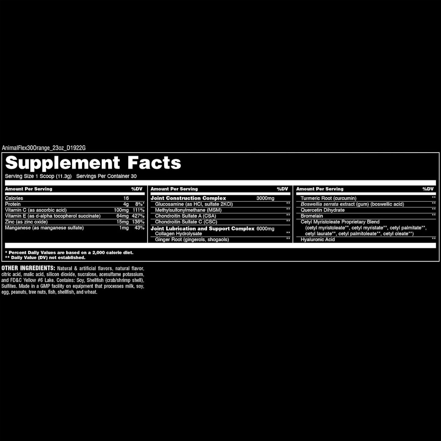 Animal Flex Powder - Joint Support Supplement for Pain Relief, Repair and Restore Muscles with Turmeric, Glucosamine, Chondroitin, MSM, Collagen and Boswellia, Great Tasting Orange Flavor, 30 Scoops