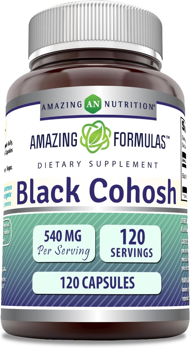 Amazing Formulas Black Cohosh Supplement | 540 Mg per Serving | 120 Capsules | Non-GMO | Gluten-Free | Made in USA