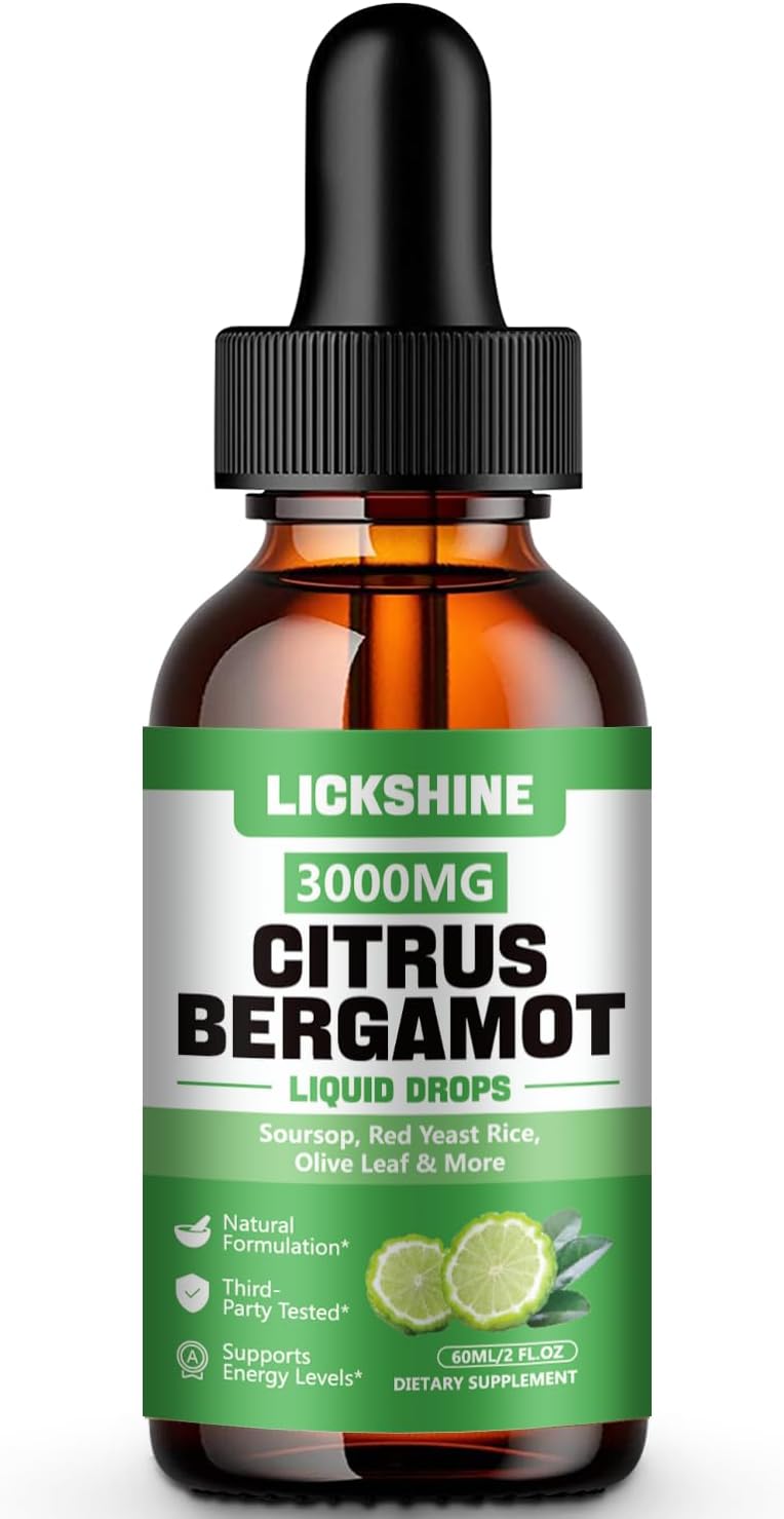 1 Pack 3000mg Citrus Bergamot Liquid Drops - High Absorption - Cholesterol Lowering Supplement for Immune Support Healthy Anti-Aging, Hight Cholesterol - Soursop Bitters Liquid, 2 Fl Oz