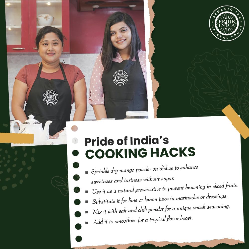 Pride Of India - PACK of 6 - Dry Mango Powder 8 oz (226.79 gm) Medium Dual Sifter Jar | Amchur for Flavor and Taste | Gourmet Indian Spice | No Fillers or Artificial Colorants | Easy to Store