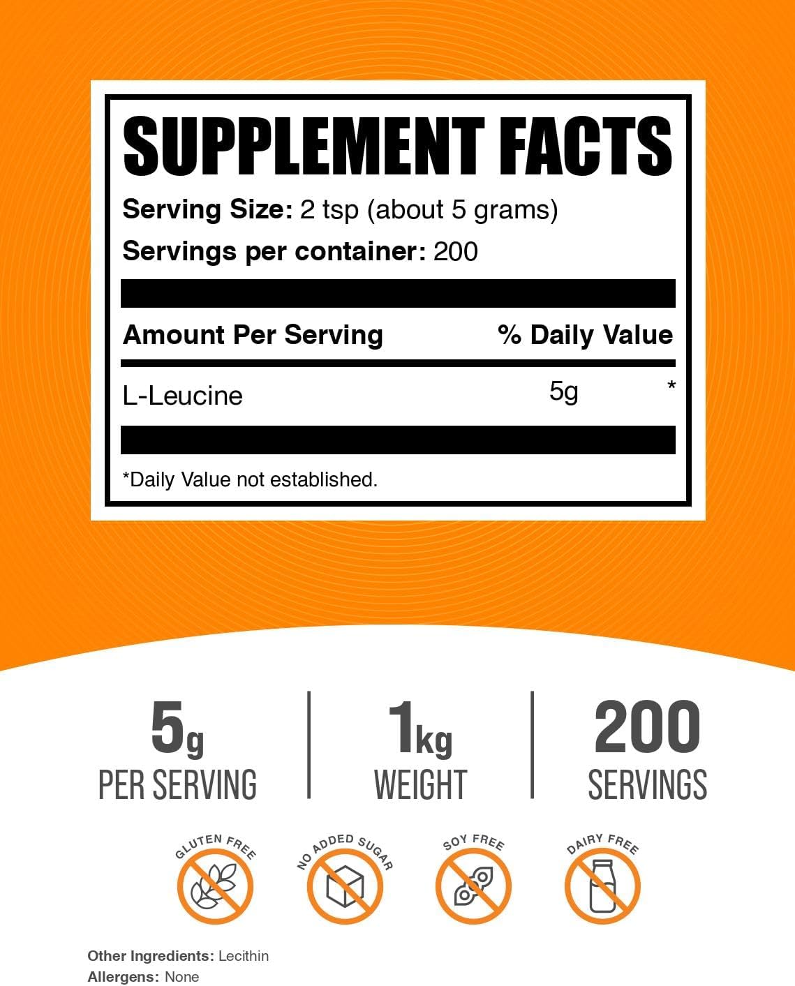 BulkSupplements.com L-Leucine Powder - Leucine Supplements, BCAA Supplements - Amino Acid Powder, Unflavored, 5g per Serving, 1kg (2.2 lbs) (Pack of 1)