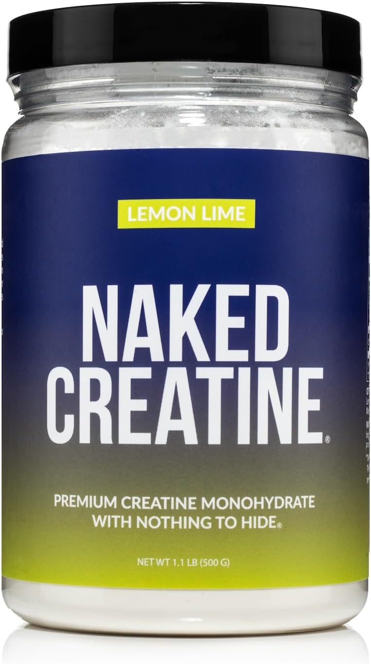 NAKED Pure Micronized Lemon Lime Creatine Monohydrate - 42 Servings - 500 Grams, 1.1Lb Bulk, Vegan, Non-GMO, Gluten Free, Soy Free. Aid Strength Gains, No Additives