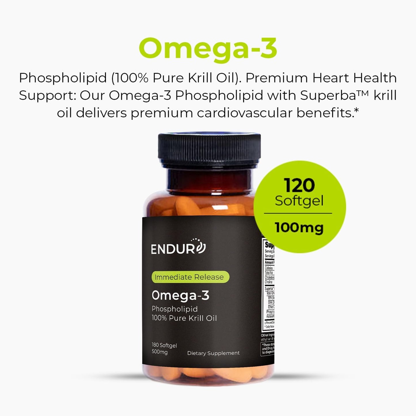 100% Pure Krill Oil - Omega-3s EPA, DHA and Astaxanthin - 1000mg Per Serving, 180 Softgels - Phospholipids Company