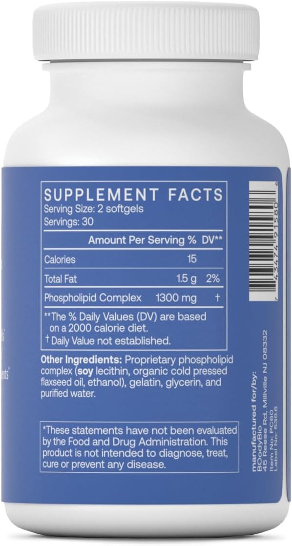 BodyBio PC - Phosphatidylcholine for Brain Health, Mental Clarity, Cognitive Function, Cellular Repair & Healthy Aging, Phospholipid Complex Supplement for Gentle Daily Detox