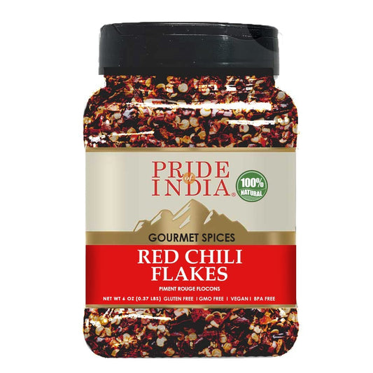 Pride of India - PACK of 6 - Red Chili Flakes – Gourmet Spice/Culinary-Pleasant Heat/Distinct Flavor & Aroma-Sprinkle onto Pizza/Pasta/Flatbread-Easy to Store-6 oz. Medium Dual Sifter Jar