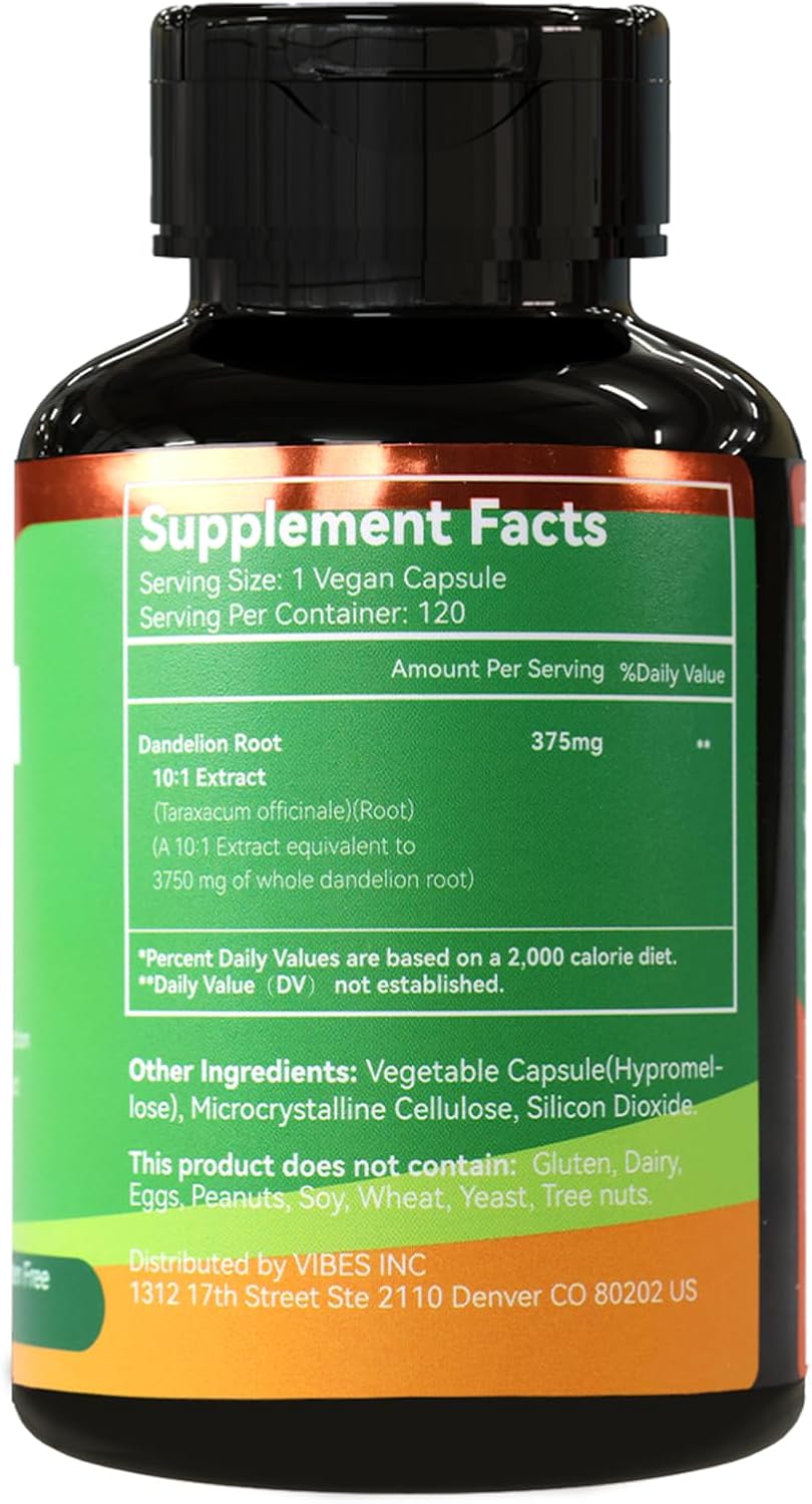 2Pack Dandelion Root Supplement 3750mg, 100% Vegetarian, Non-GMO, Gluten Free, 240 Capsules, 8 Month Supply