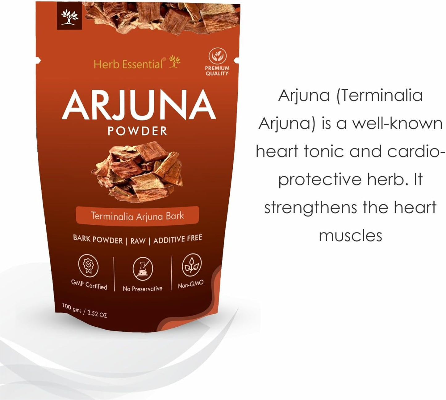 3.52 Ounce Arjuna Powder, Terminalia Arjuna Bark Supplement, Polvo de corteza de Arjuna, No Preservatives, Vegan and GMP Certified- 3.52 Ounce (100g Pack of 1)