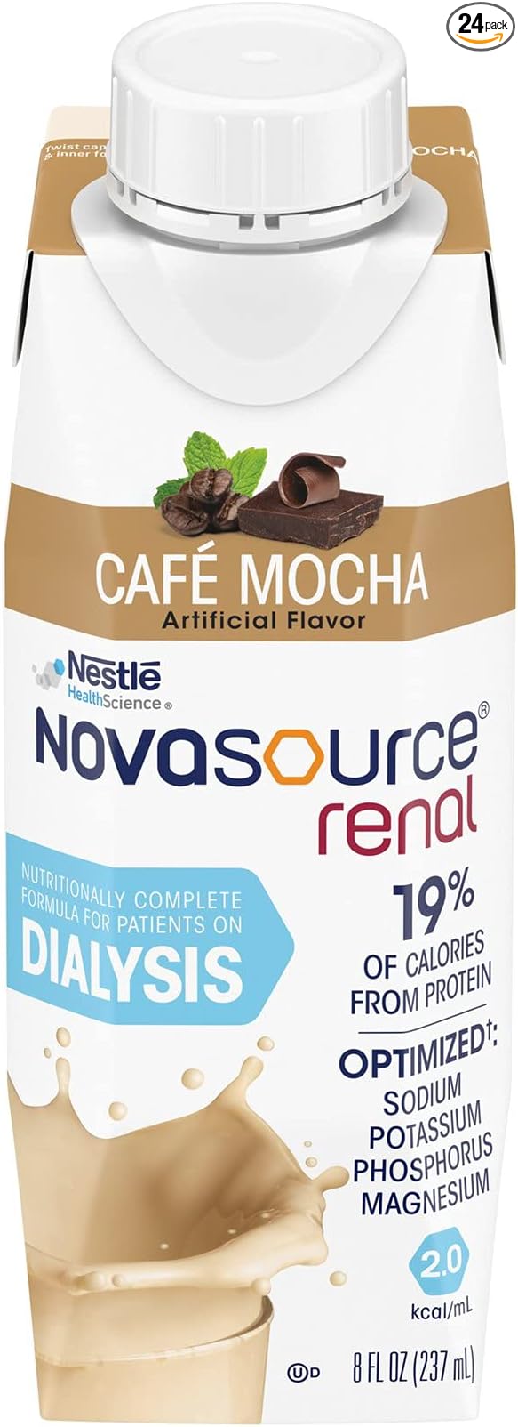 Nestle Novasource Renal Nutritionally Complete Formula Café Mocha Flavor 8 oz Carton 24 Ct