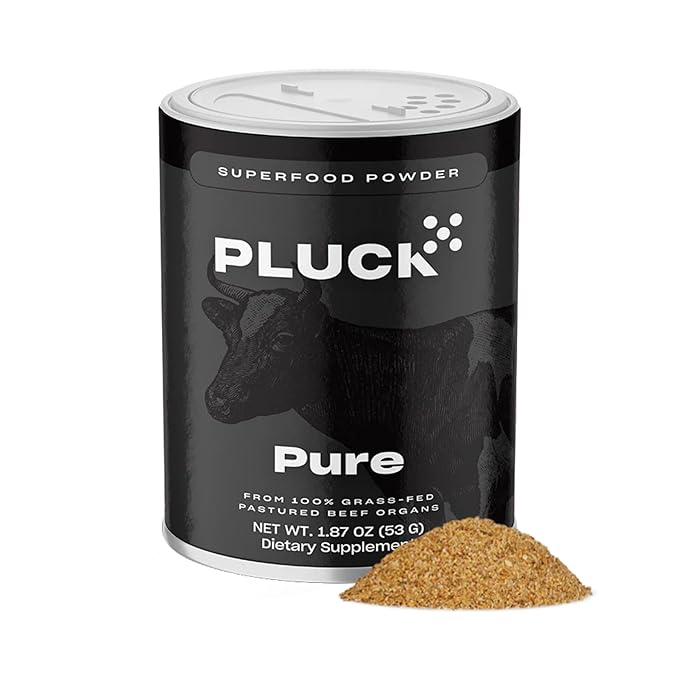 Pluck Pure Beef Organs Powder | From 100% Grass Fed & Grass Finished Pastured Beef Liver, Kidney, Spleen, Heart, & Pancreas | As Seen on ABC’s Shark Tank | 30 Servings