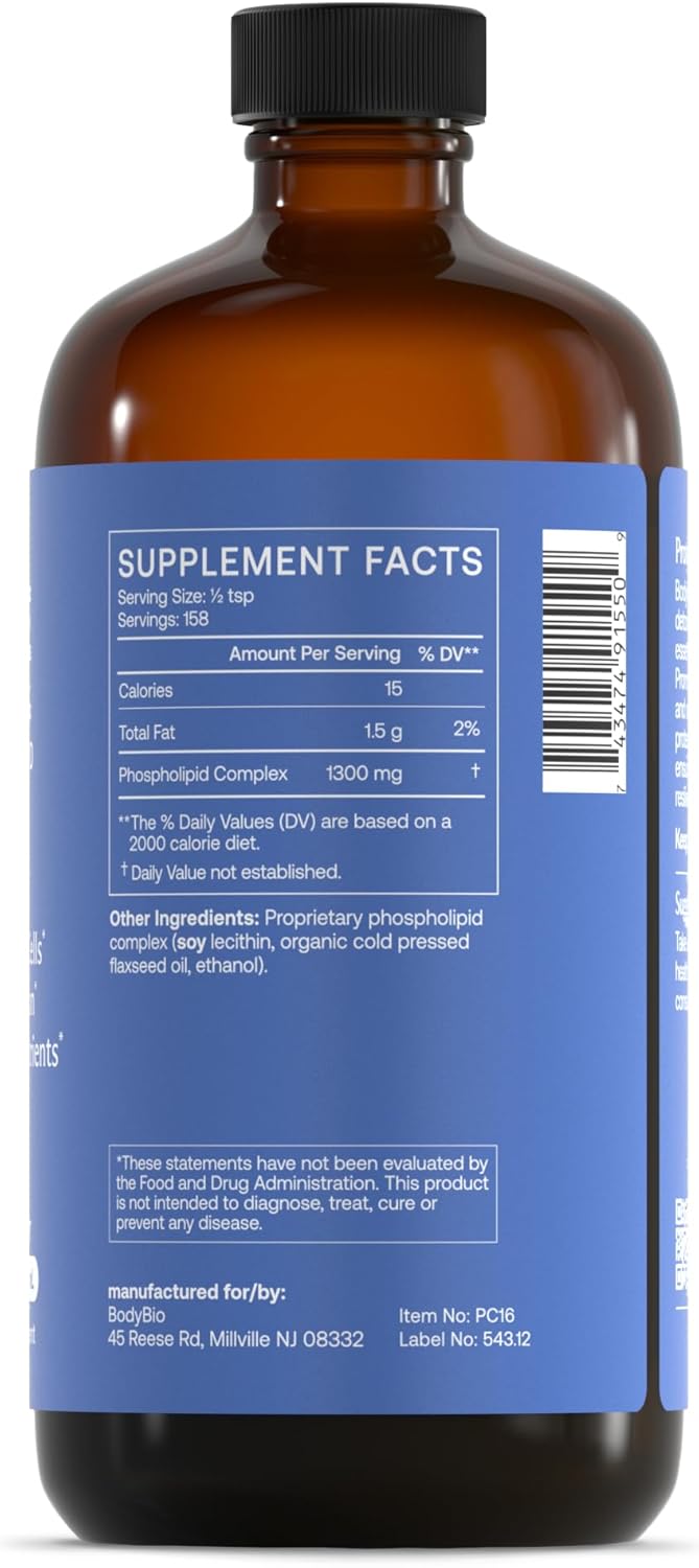 BodyBio PC - Phosphatidylcholine for Brain Health, Mental Clarity, Cognitive Function, Cellular Repair & Healthy Aging, Phospholipid Complex Supplement for Gentle Daily Detox