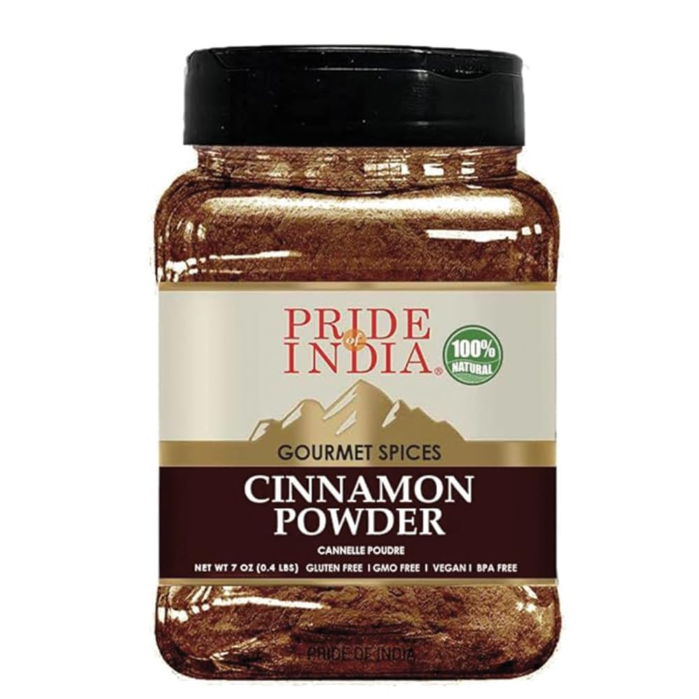 Pride Of India - PACK of 6 - Natural Cinnamon Ground – Pure & Fresh – Gourmet Spice – Perfect for Sweet & Savory Dishes – Easy to Use – Good for Restaurant Use - 7 oz. Medium Dual Sifter Bottle