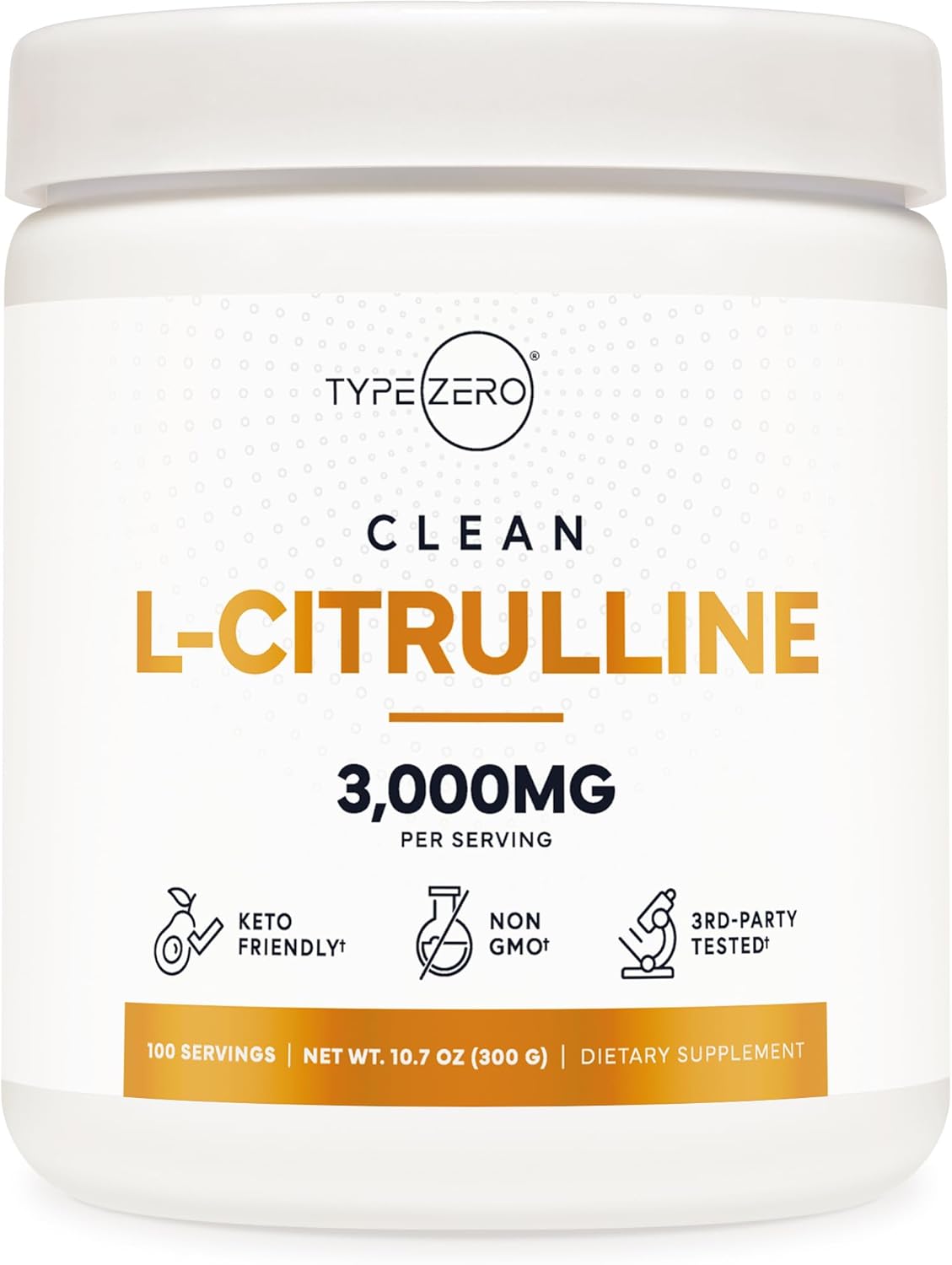 Type Zero L-Citrulline Base Powder, 3,000mg Per Serving - 100 Servings