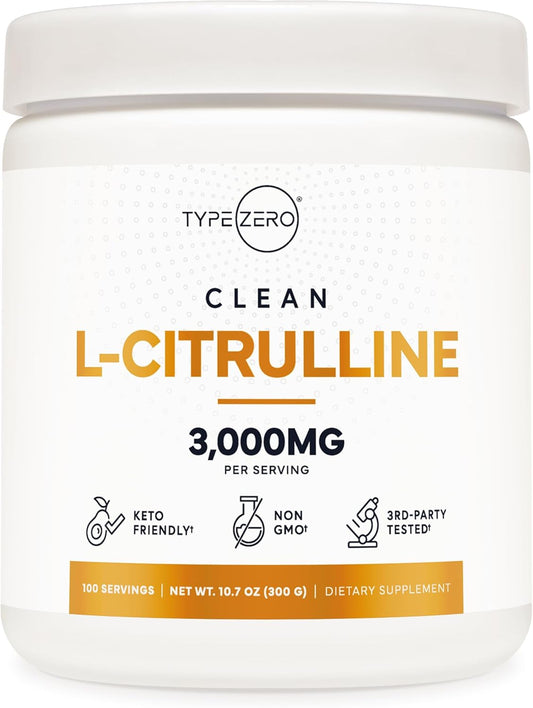 Type Zero L-Citrulline Base Powder, 3,000mg Per Serving - 100 Servings