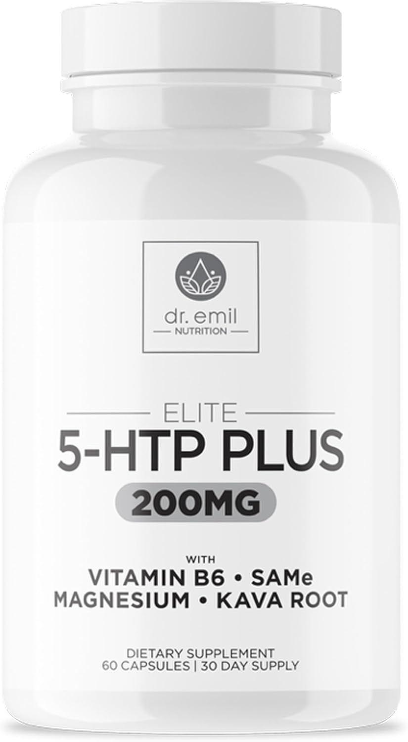 200 MG 5-HTP Elite with Kava Root Extract, Magnesium & SAM-e to Maintain Normal Healthy Sleep & Create a Sense of Wellbeing - 5HTP Supplement with Vitamin B6 - 60 Capsules, 30 Servings