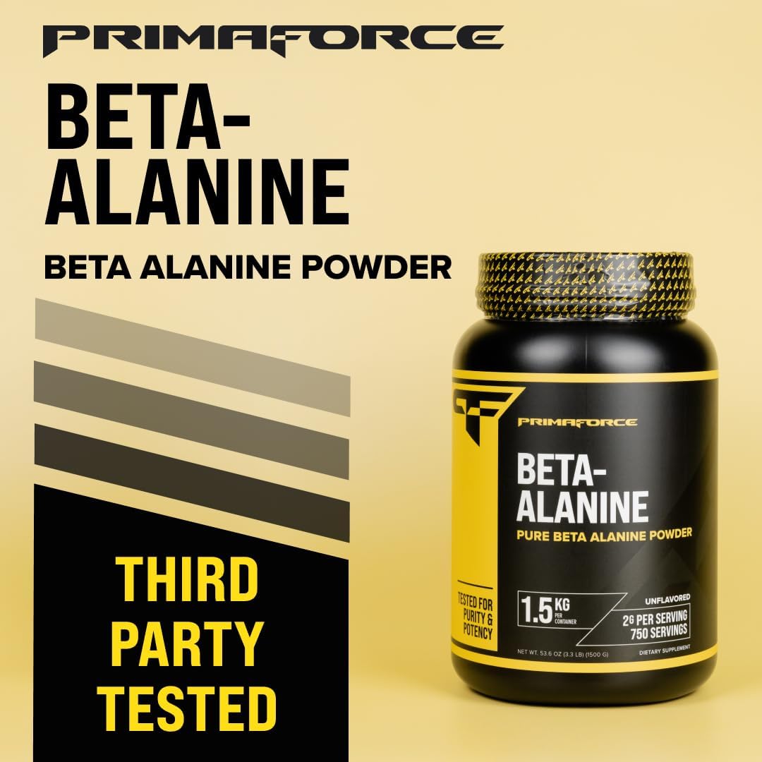Primaforce Beta Alanine Powder, Unflavored, 1.5 kg - Gluten Free, Non-GMO Supplement for Men and Women