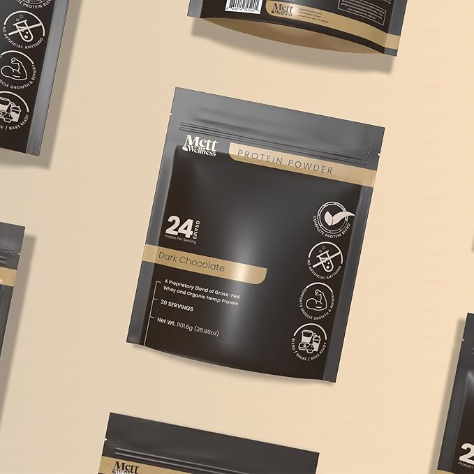 Dark Chocolate Grass-Fed Whey + Hemp Heart Protein Powder with Bovine Collagen | 24g Protein per Serving | Supports Digestion & Daily Wellness | 2.4 lbs (30 Servings)